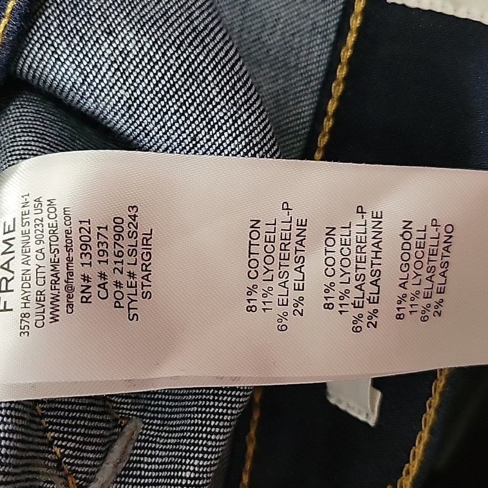 NWOT Frame Size 25 Denim Dark Blue Straight Leg Jeans - Picture 5 of 7